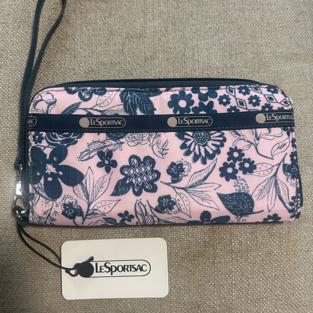 LeSportsac Pink and Blue Floral Wallet